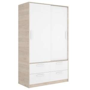 Armario puertas correderas y 4 cajones 120x60x204 acacia blanco 26 K1618643