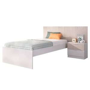 Cama Lion con cabezal mesita y aro 146x195x106 blanco alistonado 26 K4825443