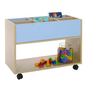 Carro libreria alto azul celeste para escuela infantil 17 600904E14