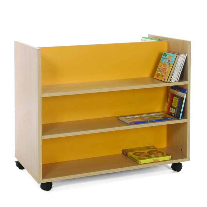 Carro libreria doble frontal amarillo para biblioteca escolar 17 600903E17