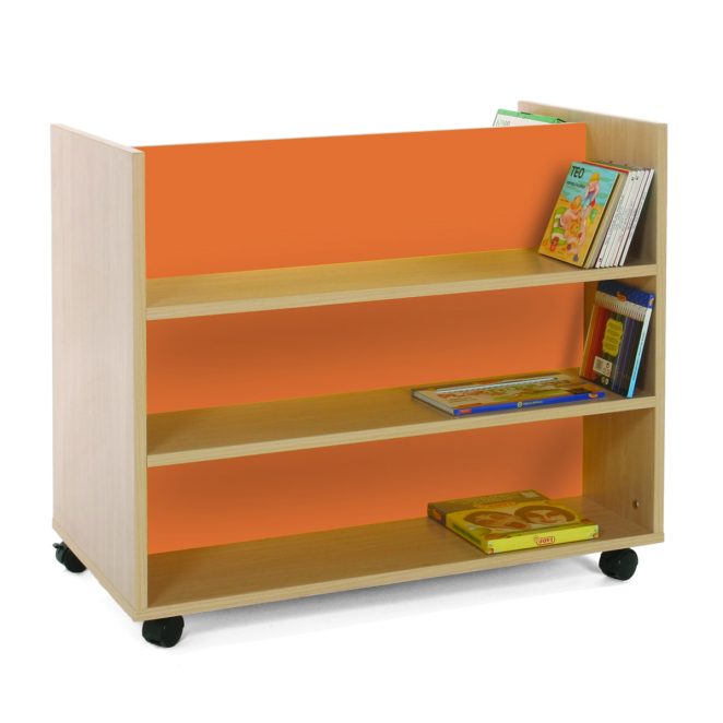 Carro libreria doble frontal naranja para biblioteca 17 600903E19