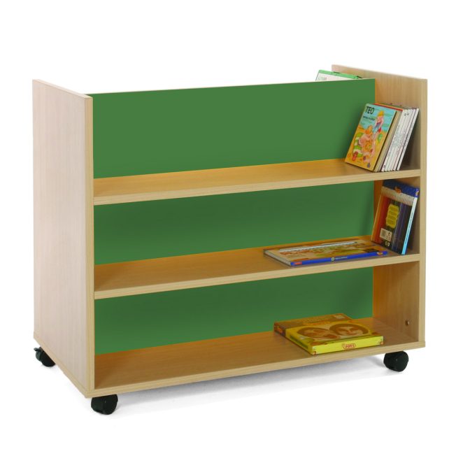 Carro libreria doble frontal verde para aula escolar 17 600903E21