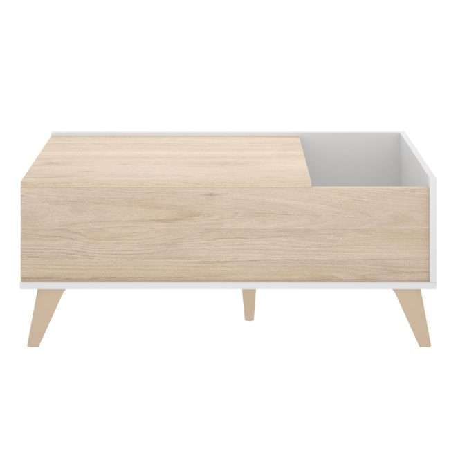 Mesa de centro elevable Ness blanco y acacia 26 K7254386