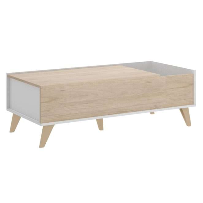 Mesa de centro elevable Ness de 99x60x41 blanco y acacia 26 K7254386