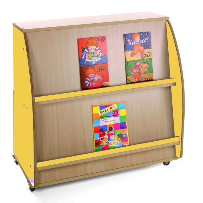 Mueble expositor de libros amarillo para colegios 17 600902E17