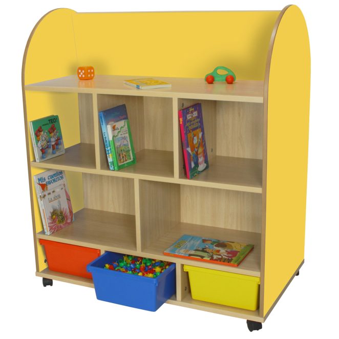 Mueble expositor de libros con estantes amarillo 17 602102E17