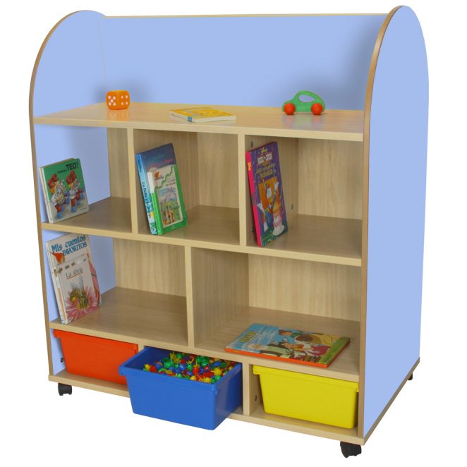 Mueble expositor de libros con estantes celeste 17 602102E14