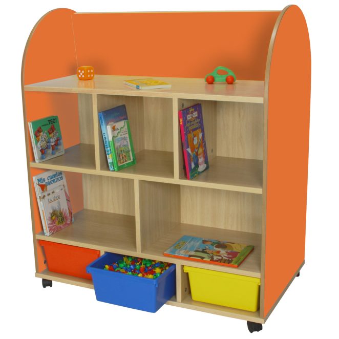 Mueble expositor de libros con estantes naranja 17 602102E19