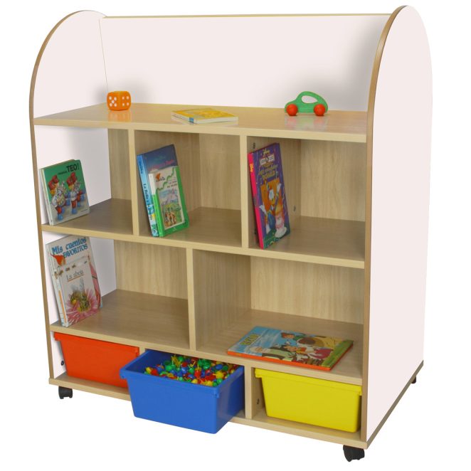 Mueble expositor de libros con estantes naranja 17 602102E23