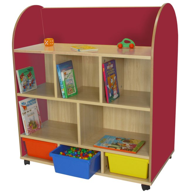 Mueble expositor de libros con estantes rojo 17 602102E10