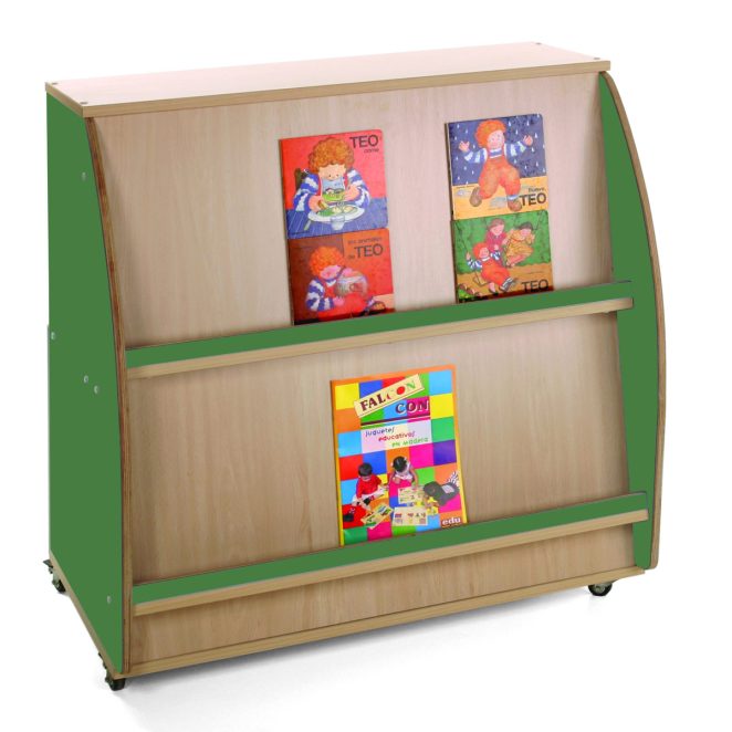 Mueble expositor de libros verde para colegio 17 600902E21