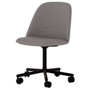 Silla Gia tapizada con ruedas patas black satin asiento silver gray 00 GIA2 N133