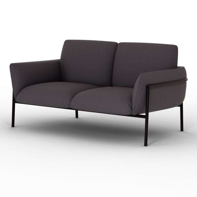 Sofa Tori 2 plazas patas black satin tapizado lava gray 00 TORI2 N136