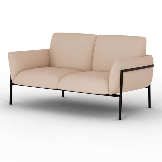 Sofa Tori 2 plazas patas black satin tapizado linen white 00 TORI2 N134