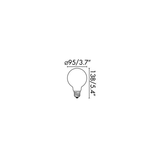 cotas Bombilla G95 MATE LED E27 8W 2700K 62 17464