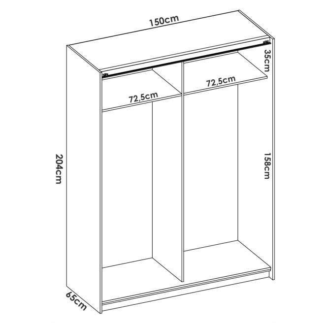 medidas interior Armario con dos puertas correderas 26 K12132